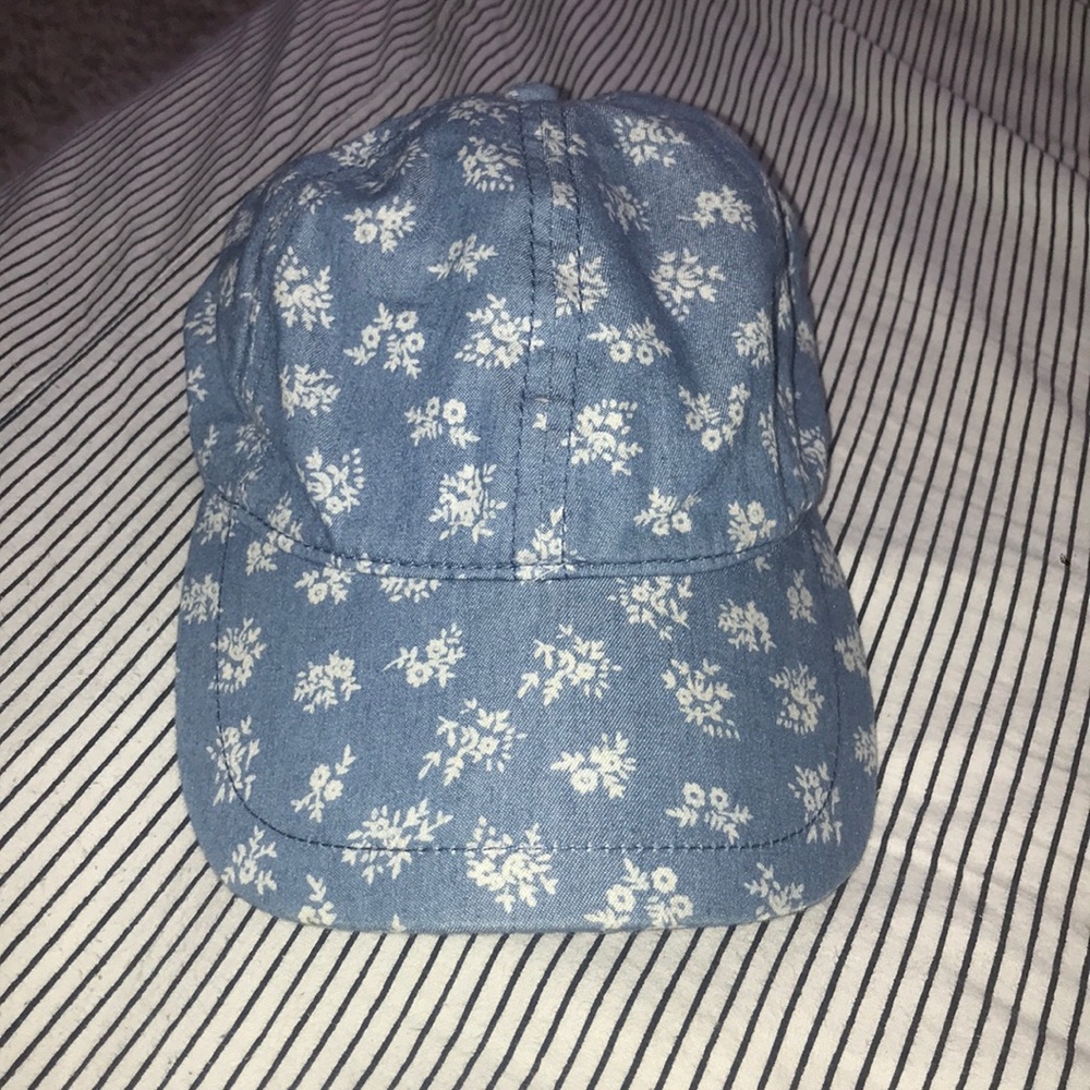 Denim floral printed hat